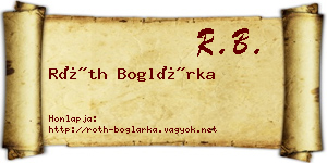 Róth Boglárka névjegykártya